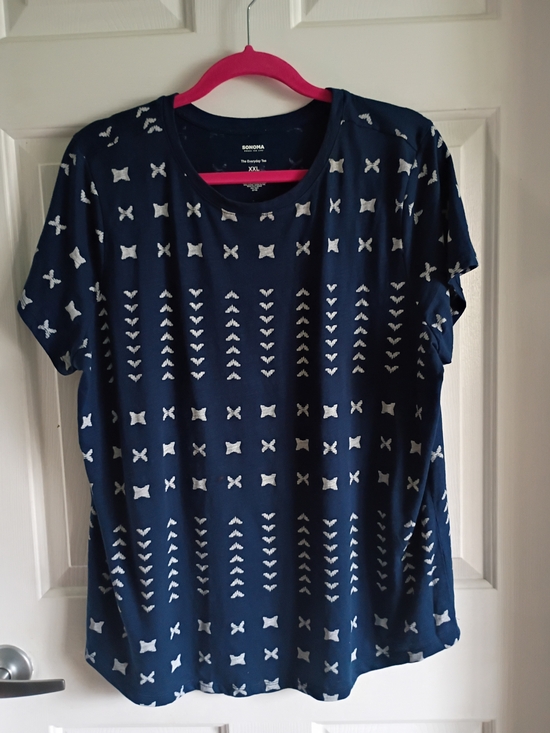 Sonoma Tops - Navy Blue Patterned Tee